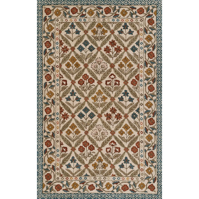 Momeni Cotswold Floral Blue Hand Tufted Area Rug 8' X 10' For Sale