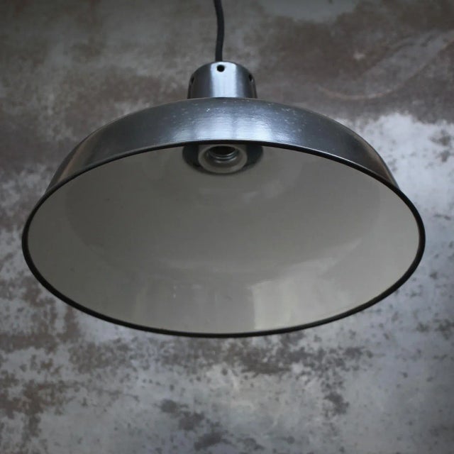 Industrial Vintage Industrial French Anthracite Enamel Pendant Light For Sale - Image 3 of 5