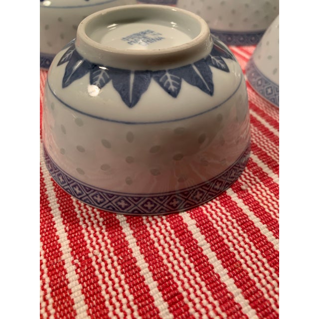 Vintage Chinese Blue & White Porcelain Rice Grain Bowls Set of 12 For Sale - Image 14 of 16
