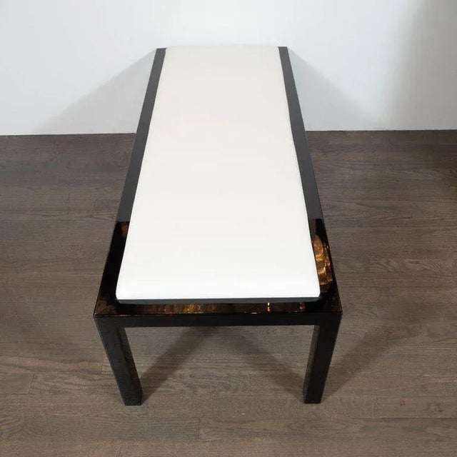 Modernist Black Enamel and Bone Hued Leather Bench by B&b Italia For Sale In New York - Image 6 of 8