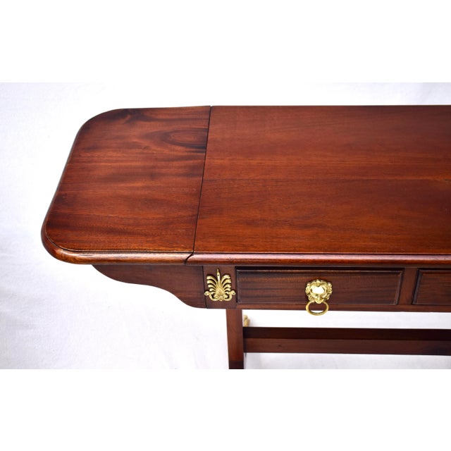 Early 20th Century Regency Mahogany Sofa Table With Drop Sides and Brass Castors For Sale In Philadelphia - Image 6 of 13