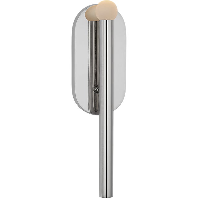 Kelly Wearstler for Visual Comfort Signature Rousseau Medium Bath Sconce in Polished Nickel with Etched Crystal Orb For Sale