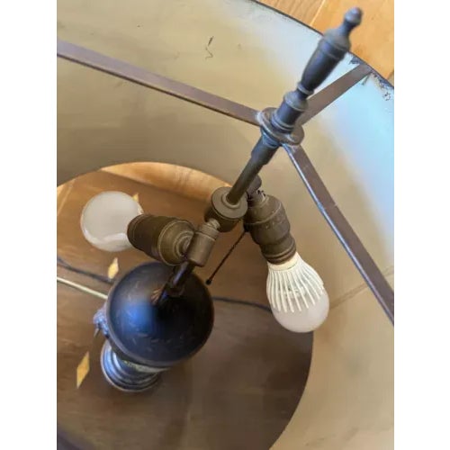 Antique Pair of Green Tole Regency Chestnut Urn Neo Classical Table Lamps For Sale - Image 11 of 12