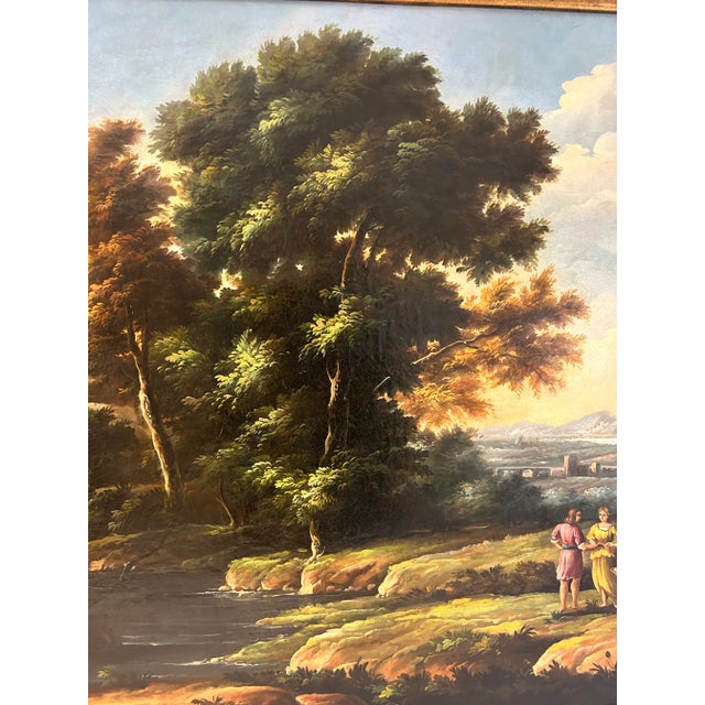 Large 19th C. Antique Flemish Classical Landscape Painting For Sale - Image 4 of 12