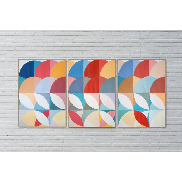 2026, Perpetual Transitions, Bauhaus Movement Triptych, Original Painting in Vivid Tones by Natalia Roman For Sale In Miami - Image 6 of 11
