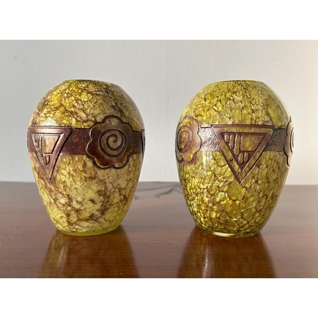 Art Deco Glass Vases by Legras, 1920s, Set of 2 For Sale - Image 4 of 15