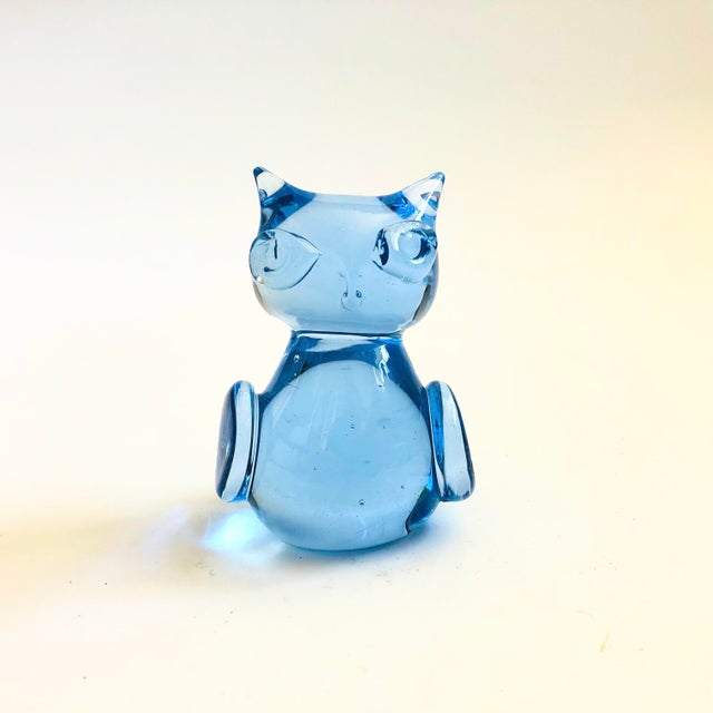 Blue Art Glass Owl For Sale - Image 4 of 7