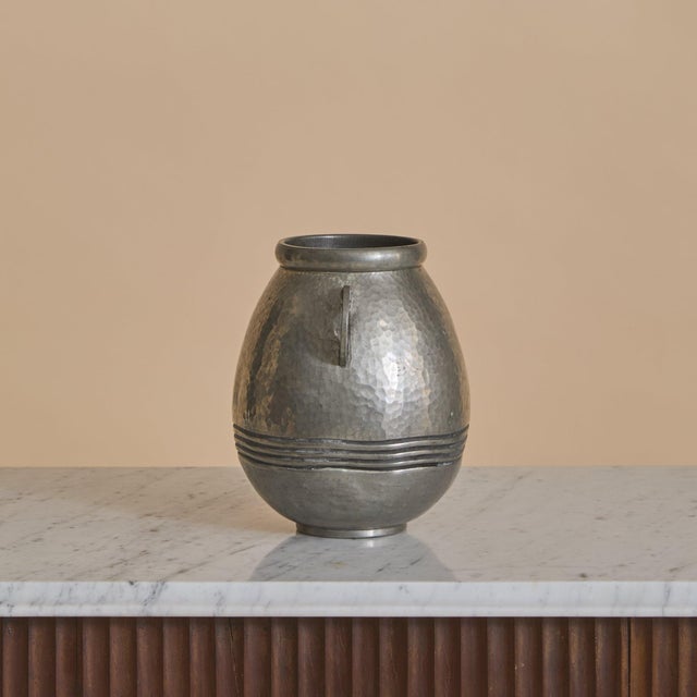 1920s French Art Deco Pewter Vase by Rene Delavan, 1920s For Sale - Image 5 of 11