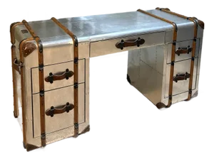 Timothy Oulton Tom Richards Trunk Desk — Polished Aluminum | Discontinued