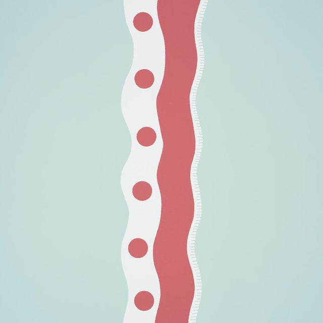 Contemporary SAMPLE - Schumacher Rousseau Stripe Wallpaper In Rouge & Sky For Sale - Image 3 of 5