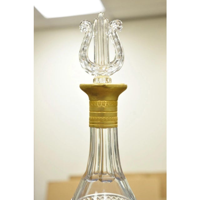 Vintage French Baccarat Style Bronze Swan & Cut Crystal Glass Liquor Decanter For Sale - Image 10 of 18