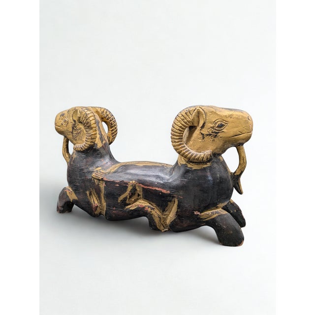 1950s Artisan Crafted Egyptian Revival Two-Headed Ram Sculpture For Sale - Image 4 of 15