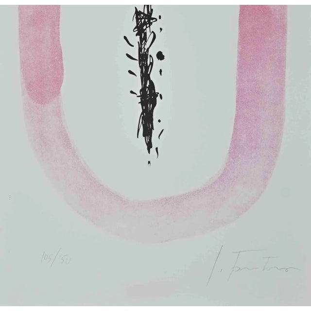 Untitled is an original contemporary artwork realized by Lucio Fontana in 1963. Mixed colored photolithograph. Hand signed...