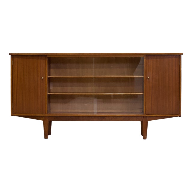 British Teak and Glass Cabinet, 1960s For Sale