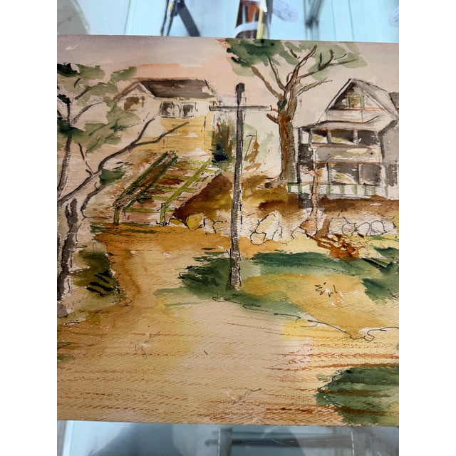 Signed Original Watercolor 12x18 Dated 1961 For Sale - Image 4 of 8