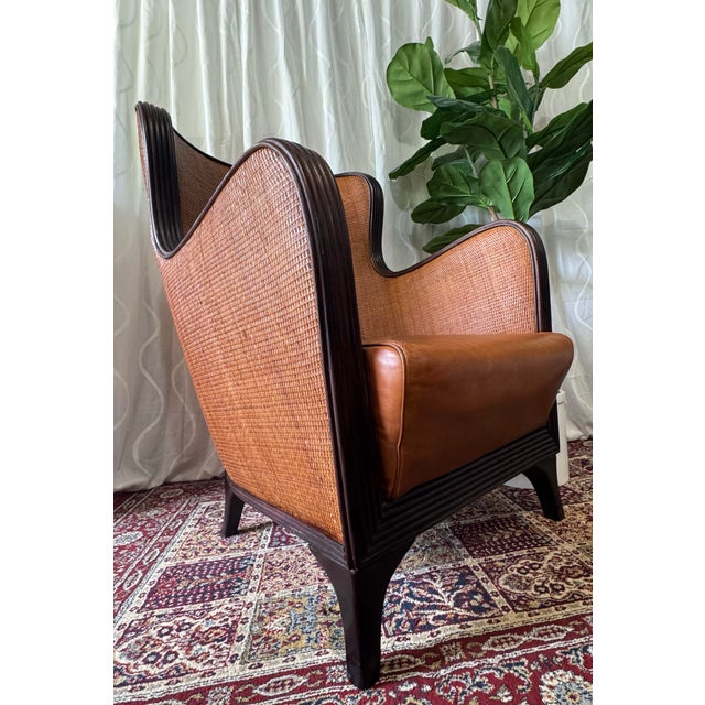 1960s 1960s Sculptural Mid-Century Modern Bentwood Lounge Chair With Cane Panels and Leather Seat For Sale - Image 5 of 6