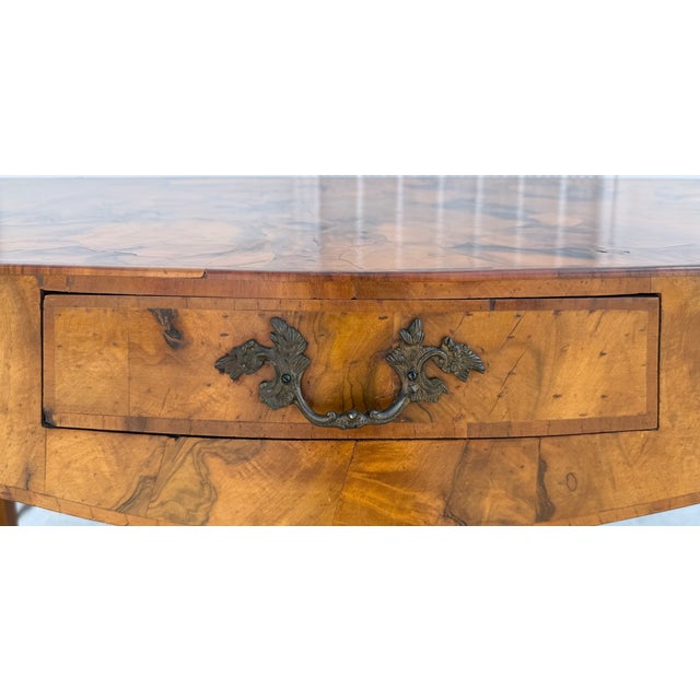 Traditional 1970's Italian Regency Olive Burl Wood Writing Desk/Console Table For Sale - Image 3 of 14