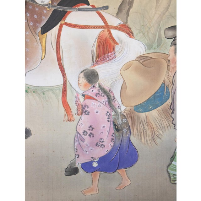 XL "Samurai" by Kogyoku, Meiji Era Japanese Silk Scroll Painting For Sale - Image 9 of 18