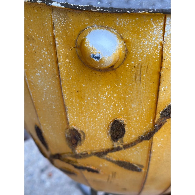 2000 - 2009 Southwestern Style Hammered Metal Urn on Stand For Sale - Image 5 of 12