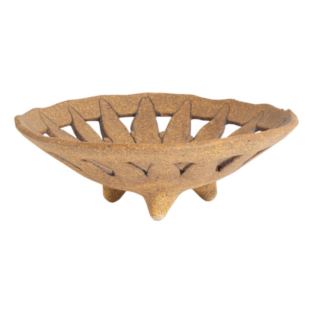 Signed Studio Pottery Pierced Bowl by Michael Zoeller For Sale
