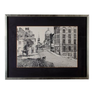 Rue St. Paul Vieax, Montreal Pen and Ink Drawing For Sale