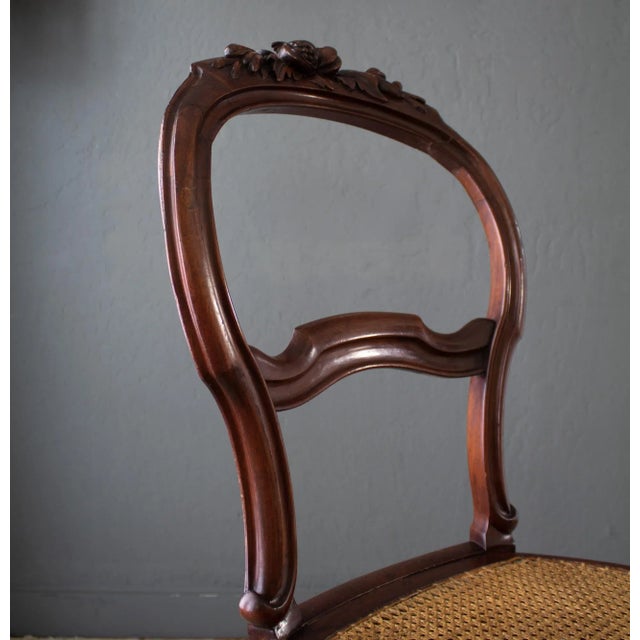 Wood Three 19th C Louis XV Balloon Back Chairs With Caned Seats and Carved Fruits For Sale - Image 7 of 16