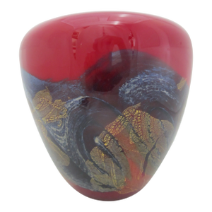 Michael Nourot Red Satin Series Gold Leaf Art Glass Vase Rb 39 91 Mn