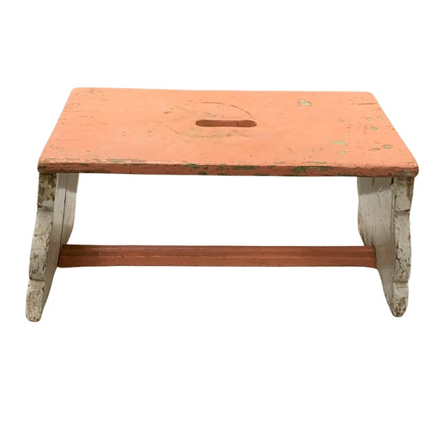 Antique Farmhouse Wooden Step Stool For Sale In Los Angeles - Image 6 of 6