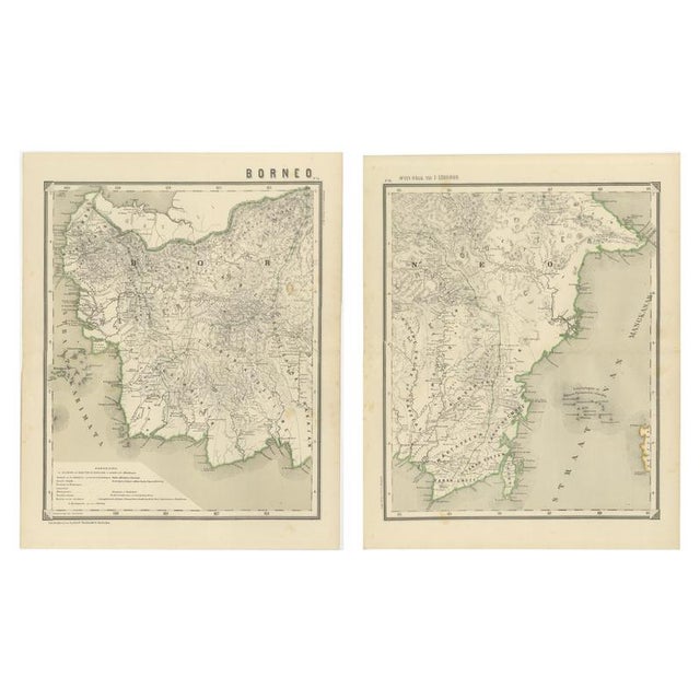 Antique Maps of Western and Southern Borneo in the Dutch East Indies, 1884, Set of 2 For Sale - Image 12 of 12