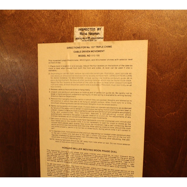 Howard MillerTriple-Chime Grandfather Clock — Burl Walnut Case For Sale - Image 15 of 16