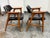 Mid Century Modern Walnut With Black Vinyl Arm Chairs, Pair For Sale In San Francisco - Image 6 of 12