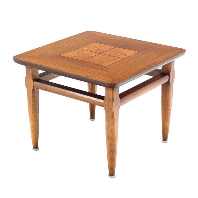 Tomlinson Set 3 Three American Burl Walnut Square End Side Occasional Tables Stands MINT! For Sale - Image 4 of 10