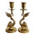 20th Century Brass Dolphin Neoclassical Candle Holders - A Pair For Sale