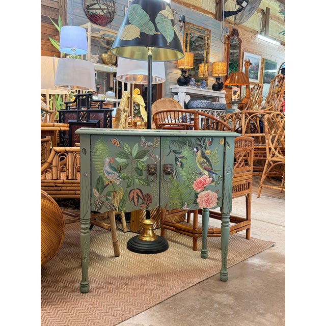 Vintage Hand-Painted & Decoupaged Botanical Jungle Cabinet – Custom Mixed Media Art Piece For Sale - Image 12 of 12