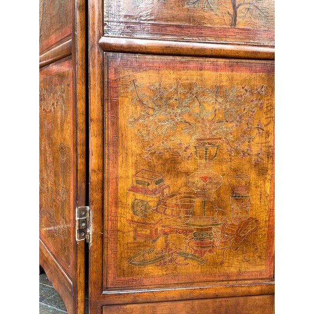 Brown 20th Century Chinese Six Panel Folding Screen For Sale - Image 8 of 12