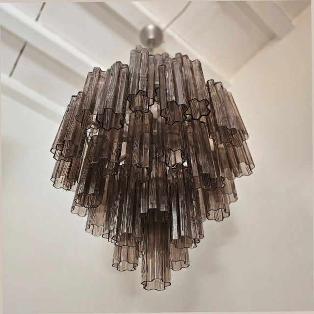 1990s Large Brown Tronchi Murano Glass, Mid Century Chandelier For Sale - Image 10 of 15