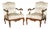 Antique French Walnut Armchairs with Silk Damask, 1880s, Set of 2 For Sale