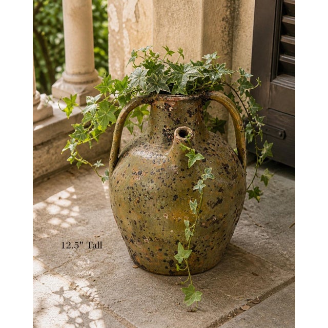 Large Antique French Glazed Terracotta Olive Oil Jug For Sale In Los Angeles - Image 6 of 7