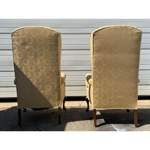 Pair of Vintage Mid Century Fireside Elongated Wingback Chairs For Sale In Philadelphia - Image 6 of 11