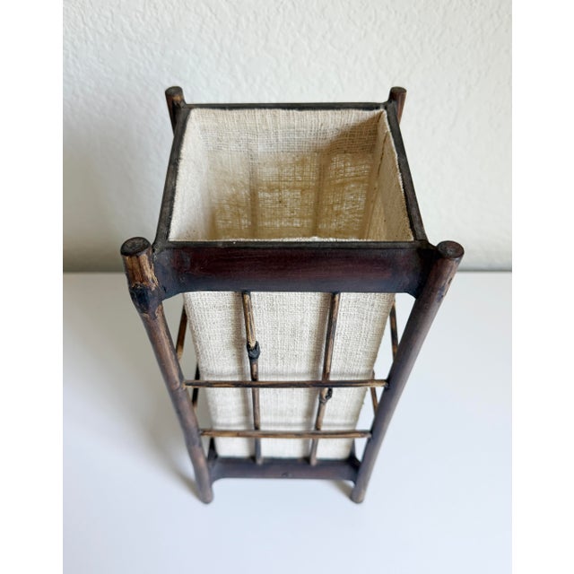Brown Louis Sognot Style Bamboo & Cotton Table Lamp For Sale - Image 8 of 12