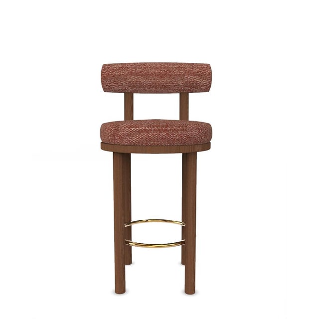 Metal Collector Modern Moca Bar Chair in Safire 13 Fabric and Smoked Oak by Studio Rig For Sale - Image 7 of 7