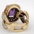 Modern 80s Vintage Amethyst Diamond Link Ring Sz 6.75 Wide Band 14k Yellow Gold Jewelry For Sale - Image 3 of 7