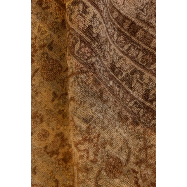 Persian Authentic Persian Tabriz Brown Handmade Wool Rug For Sale - Image 3 of 6