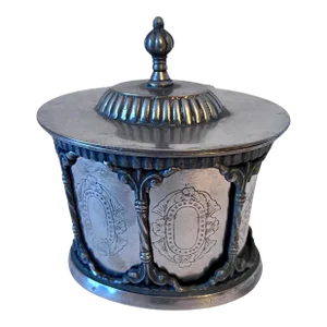 Silver Plate Removable Tea Caddy in Ornate Framework