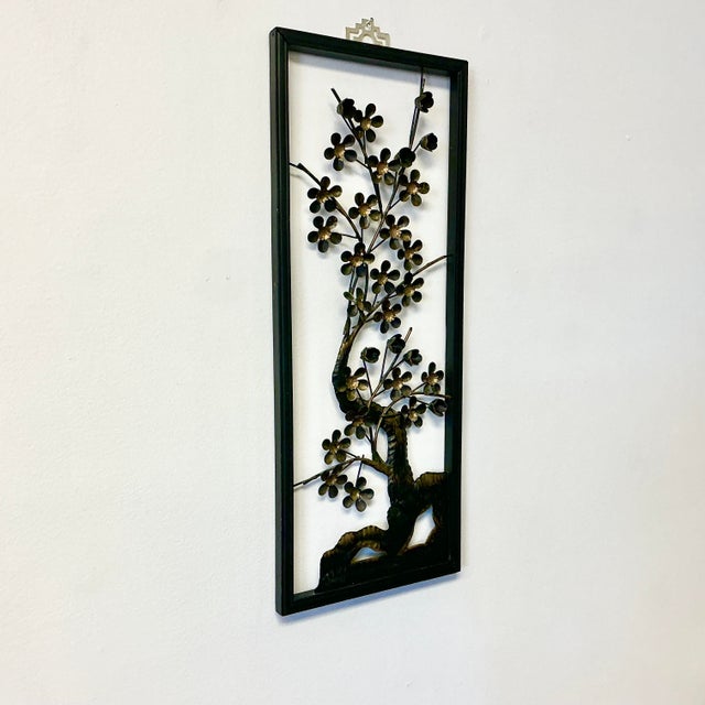 Mid-Century Chinoiserie Boho Chic Hollywood Regency Flora Tree Sculptural Wall Object For Sale - Image 9 of 9