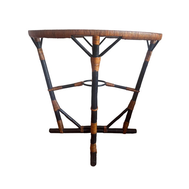 Mid 20th Century Bamboo Table With Glass Top For Sale - Image 9 of 9