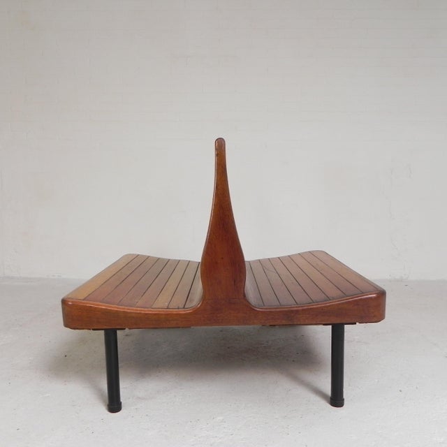 Double-Sided Teak Train Bench, 1930s For Sale - Image 10 of 18