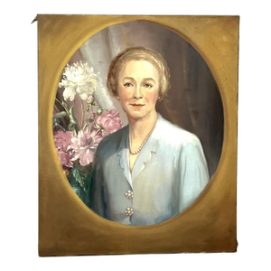 1920s Portrait of a Woman and Peonies - Oil on Canvas