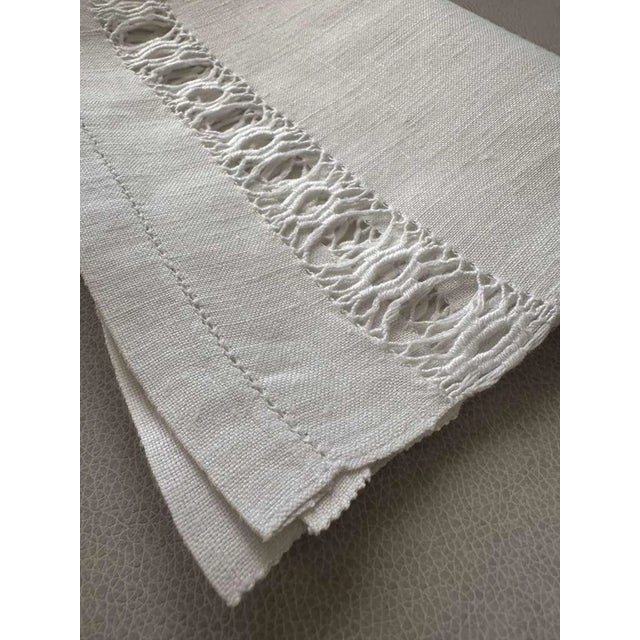 1900 - 1909 Antique French Linen Towel with Drawn Thread Work | Handwoven Flax Guest Towel | Trousseau Linen Textile | c. 1900 For Sale - Image 5 of 8