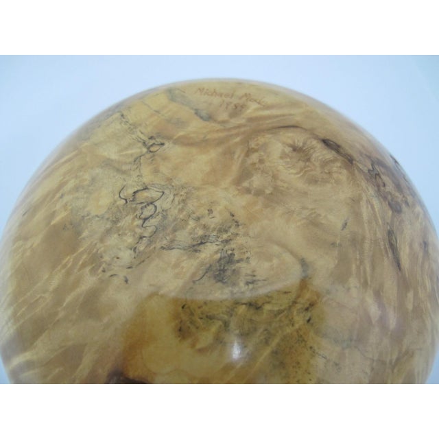 Michael Mode Hand Turned Spalted Maple Burl Wood Live Edge Lidded Box Jar For Sale - Image 11 of 12